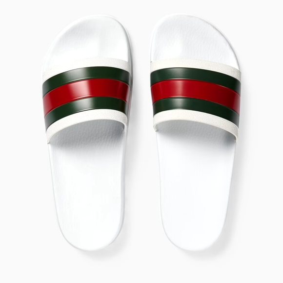 GUCCI Web Lai Rubber Slide sandal for men, available in size 9 and 10. - Picture 2 of 11